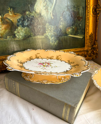 Antique Victorian Hand Painted Oval Compote Plate