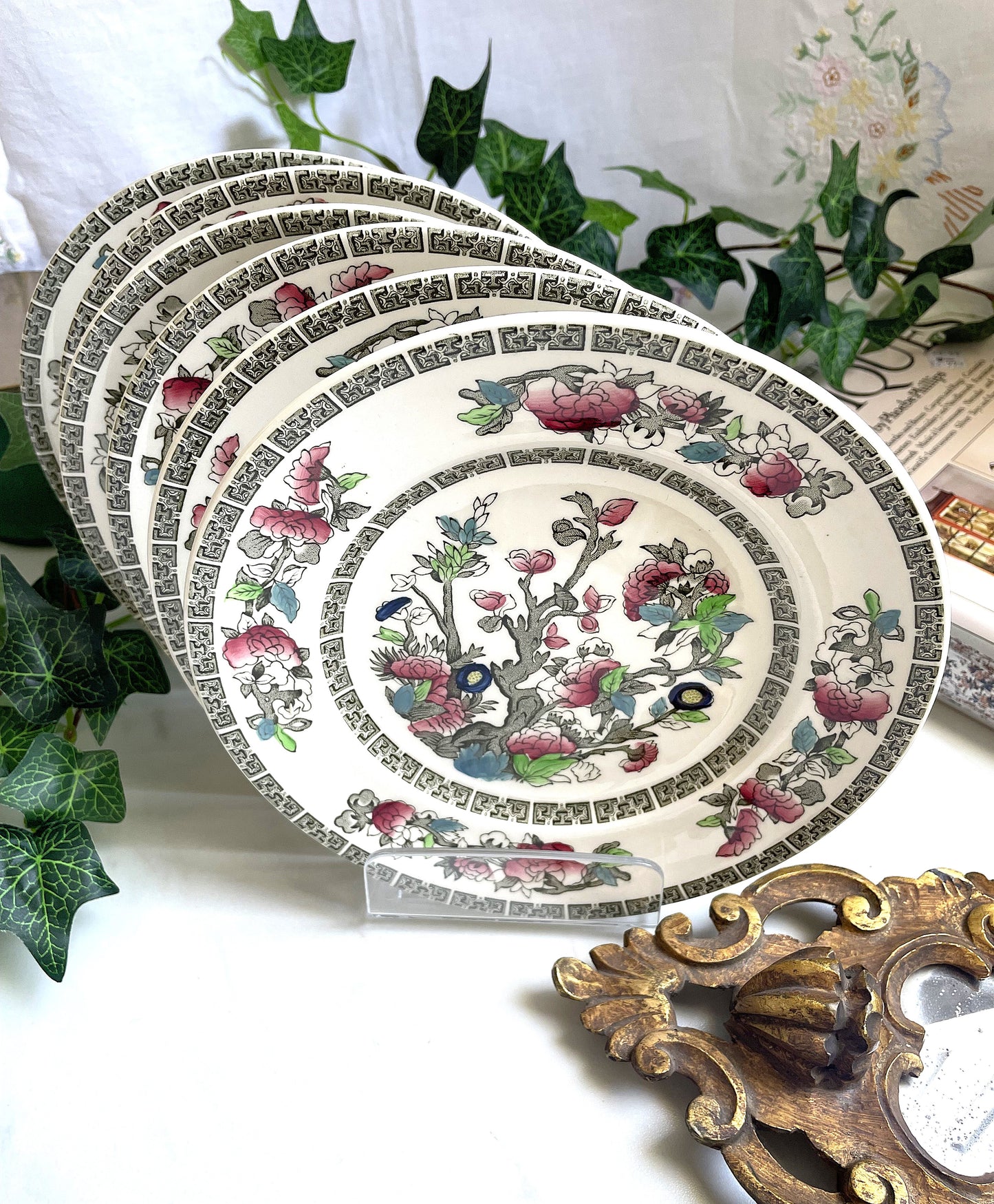 Indian Tree Set of Six Quarter Plates
