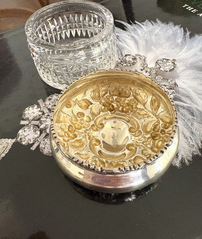 Antique Sterling Silver Lidded Cut Glass Pot