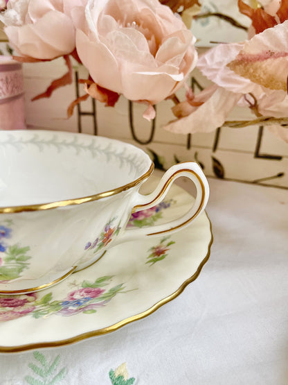A Pair of Vintage Elegant Mintons Soup Bowls With Saucers