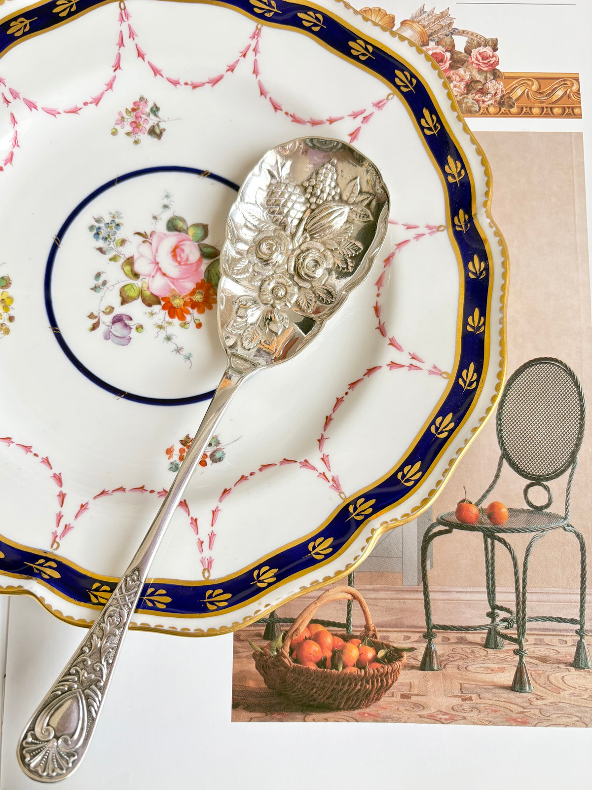 Antique English Silver Plated Berry Spoon