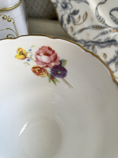 Vintage Crown Staffordshire Duck Egg Blue Teacup and Saucer Duo