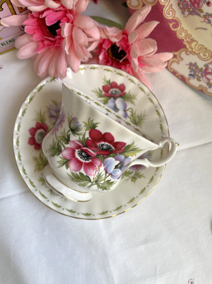 Royal Albert Anemones Flower of the Month Teacup and Saucer Duo