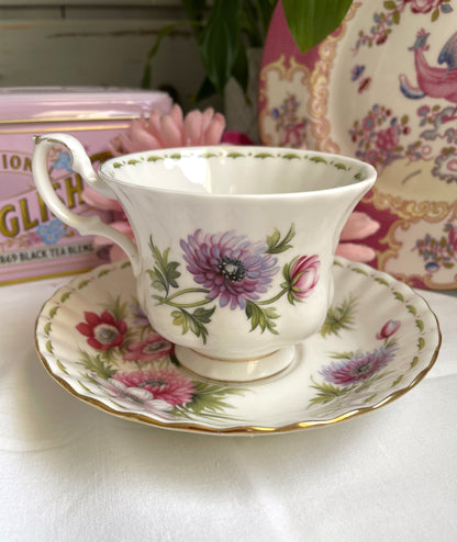 Royal Albert Anemones Flower of the Month Teacup and Saucer Duo