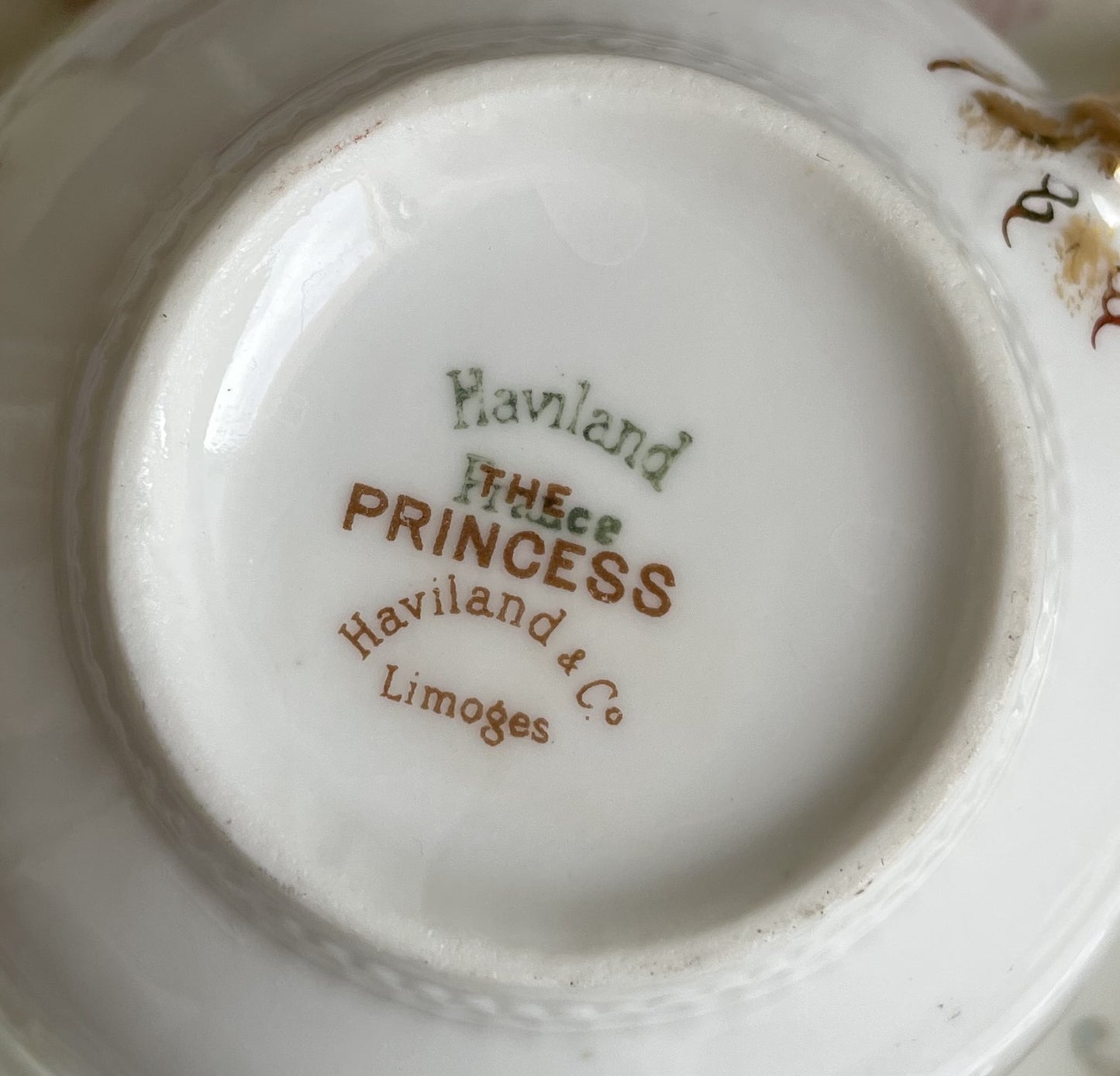 Antique 'The Princess' Haviland Limoges Teacup, Saucer and Tea Plate Trio