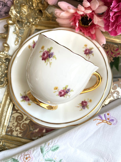Vintage Lubern 22KT Gold Teacup, Saucer & Tea Plate Trio