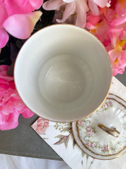 Pretty Antique French Limoges Roses Lidded Pot