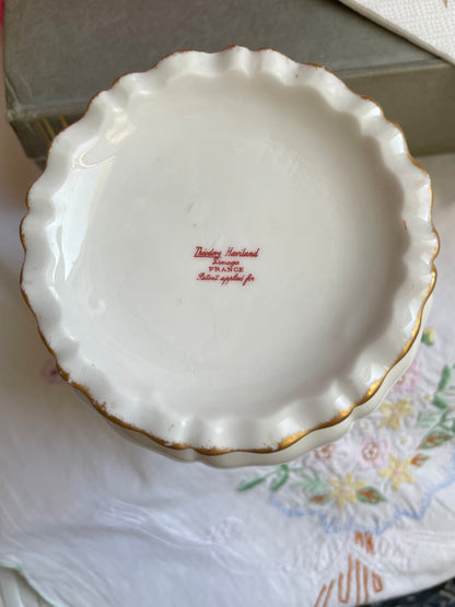 Pretty Antique French Limoges Roses Lidded Pot