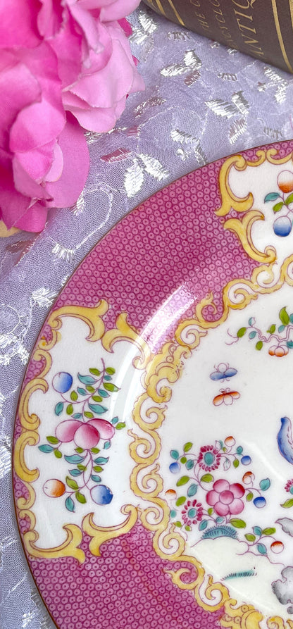 Antique Pink Cockatrice Minton Dessert Plate