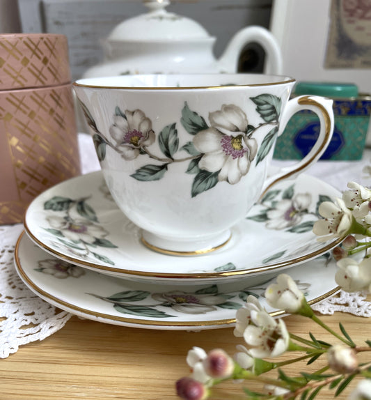 Vintage Pear Blossom Teacup, Saucer and Tea Plate Trio