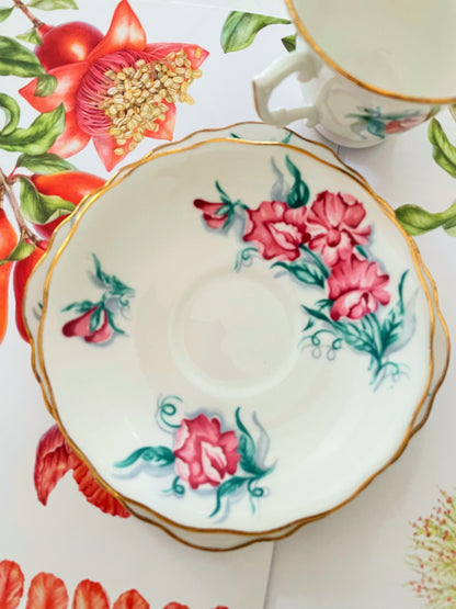 Vintage Colclough Honey Suckle Teacup, Saucer & Tea Plate Trio