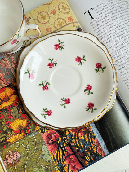 Colclough Ditsy Rose Teacup, Saucer and Tea Plate Trio