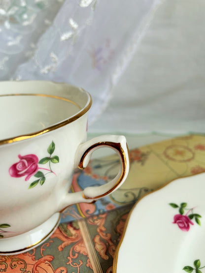 Colclough Ditsy Rose Teacup, Saucer and Tea Plate Trio