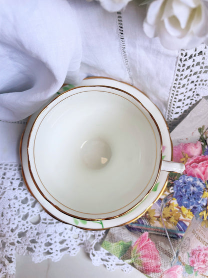 Hand Painted Phoenix Teacup and Saucer Duo