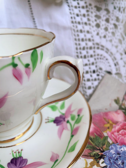 Hand Painted Phoenix Teacup and Saucer Duo