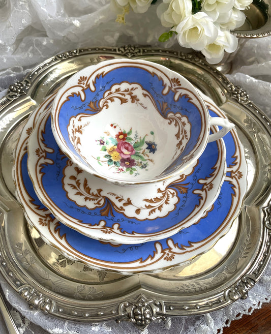 Vintage Plant Tuscan China Teacup, Saucer and Tea Plate Trio