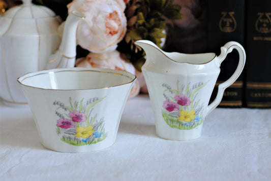 Hand Painted Adderley Sugar Bowl and Milk Jug Set