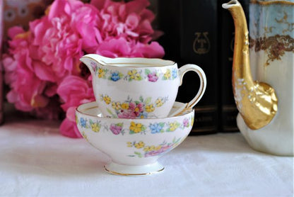 Pink Foley Sugar Bowl and Creamer Set