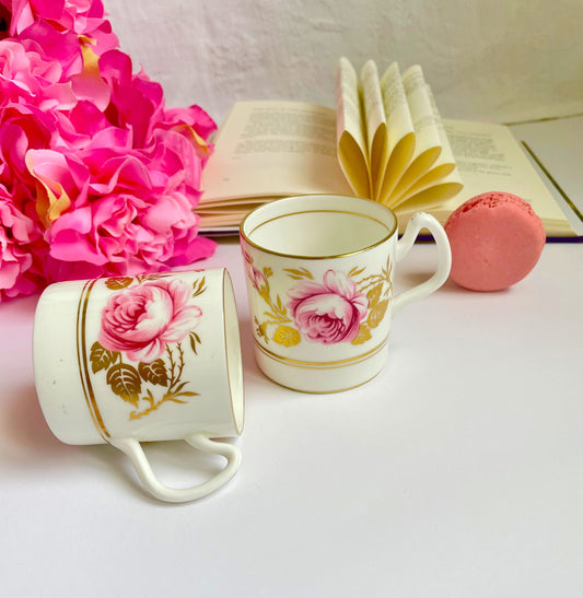 A Pair of Rare Cabbage Rose Coffee Cups
