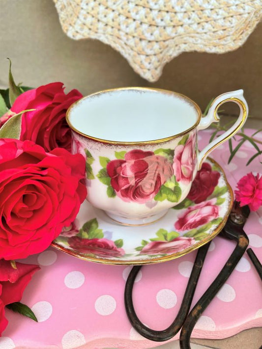 Royal Albert Old English Rose Teacup and Saucer Duo