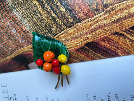 French Enameled Fruit Brooch