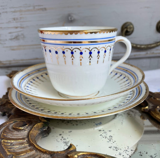Edwardian Hand Painted Teacup, Saucer and Tea Plate Trio
