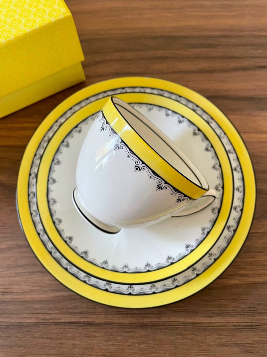 Star China Art Deco Hand Painted Teacup, Saucer and Tea Plate Trio
