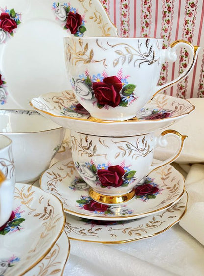 Vintage Queen Anne Rose 14 Piece Tea Set