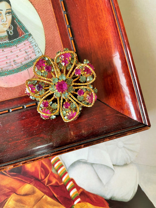 Vintage Floral Gem Brooch