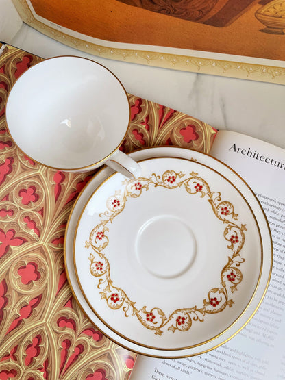 Vintage Tuscan Hand Painted Teacup, Saucer and Tea Plate Trio
