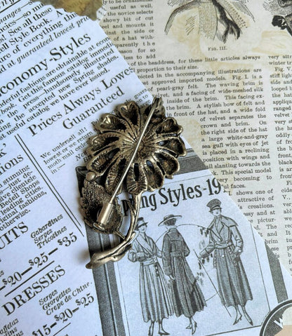 Parisian Brass Flower Brooch