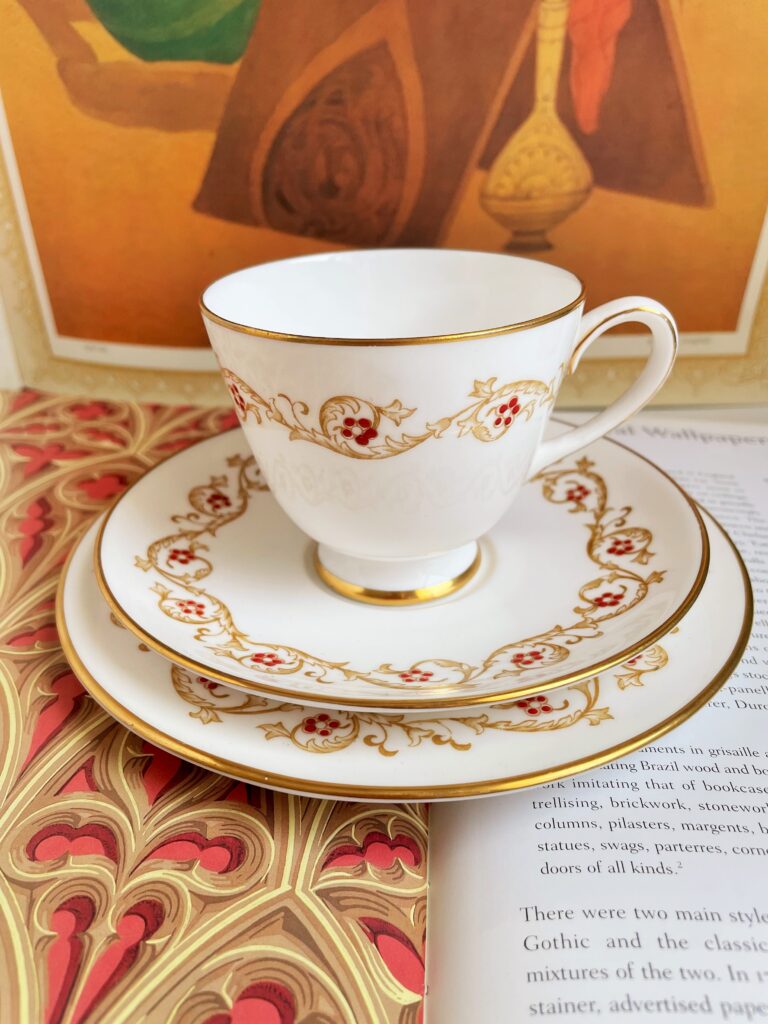 Vintage Tuscan Hand Painted Teacup, Saucer and Tea Plate Trio