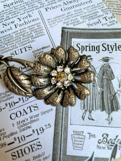 Parisian Brass Flower Brooch